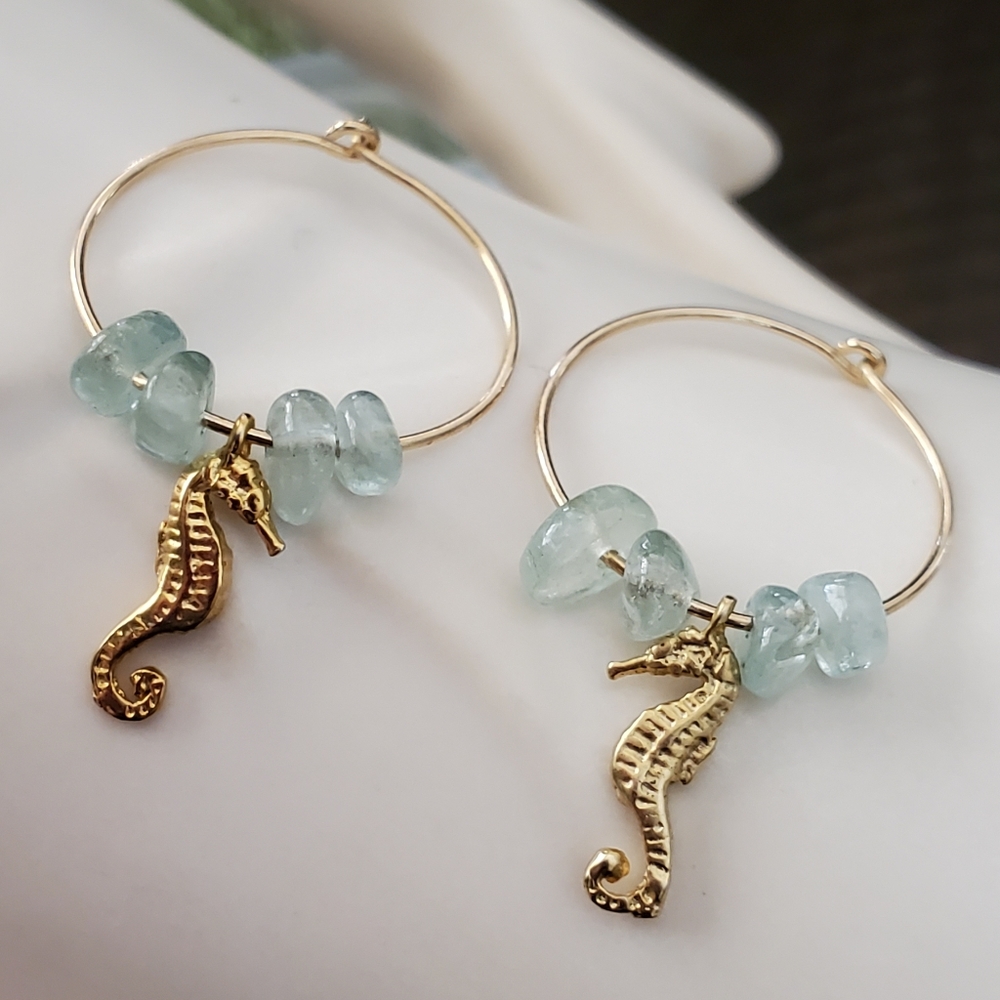 Gold Seahorse Hoops